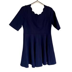 NWT Lulu's Scallop Bateau Neck 1/2 Sleeve Skater Fit Flare Feminine Flirty Dress